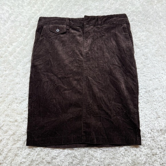 Lauren Jeans Co Ralph Lauren Corduroy Skirt Women's 8 Brown Pencil Preppy Office - Picture 1 of 13